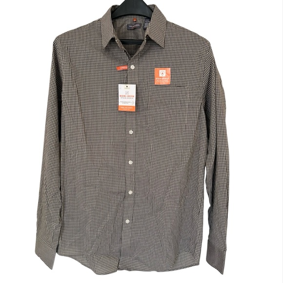 Van Heusen Traveler Men Gray Long Sleeves Button Shirt Non Iron Stain Shield NWT - Picture 1 of 9